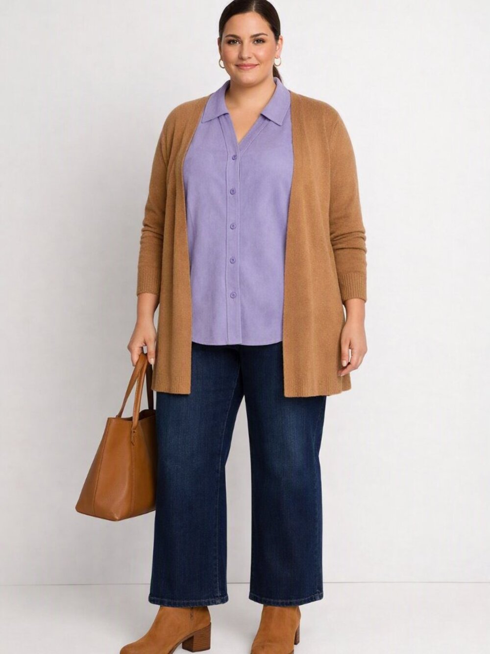 Sonoma Life & Style Faux Suede Woman Button Down Lavender Shirt Size 2X